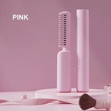 Electric 2 In 1 Mobile Straightener Brush Curler Fast Heating Hair Beard Straightening Portable Mini Comb Hair Style ToolBrush